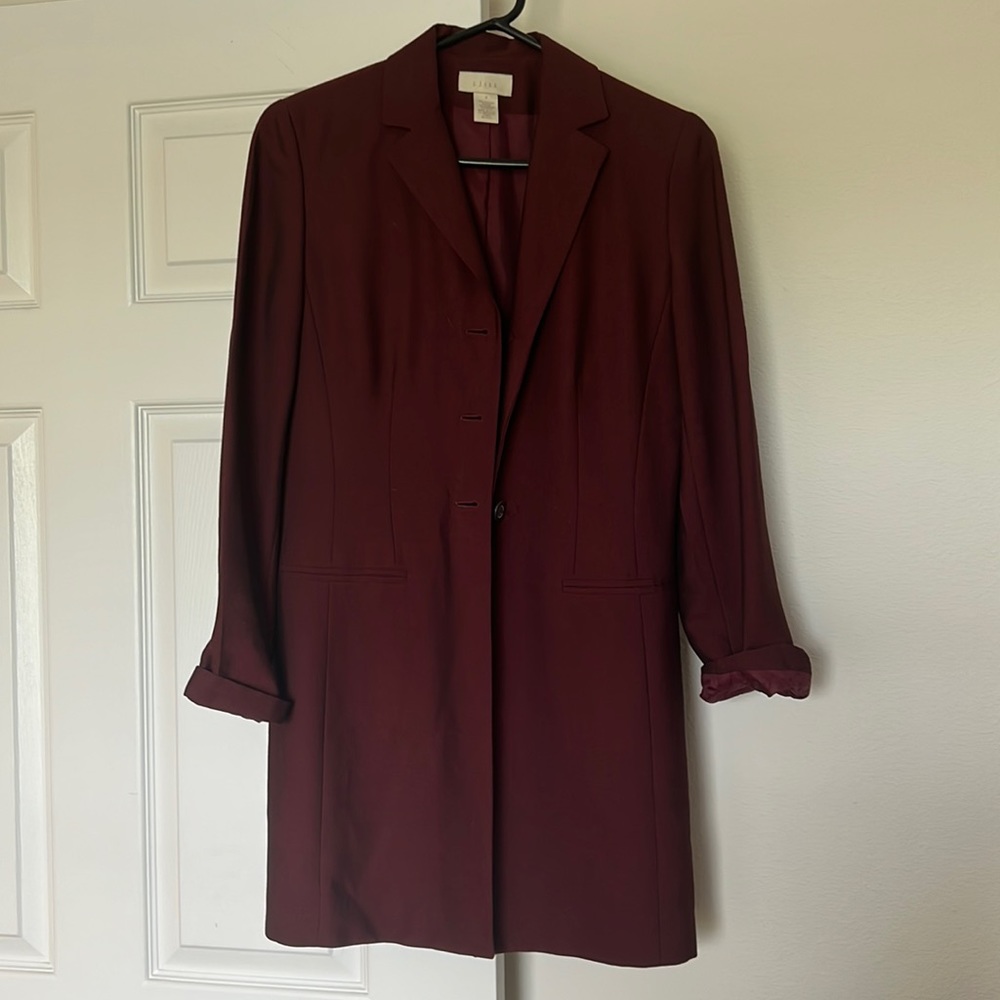 Vintage, long, burgundy blazer